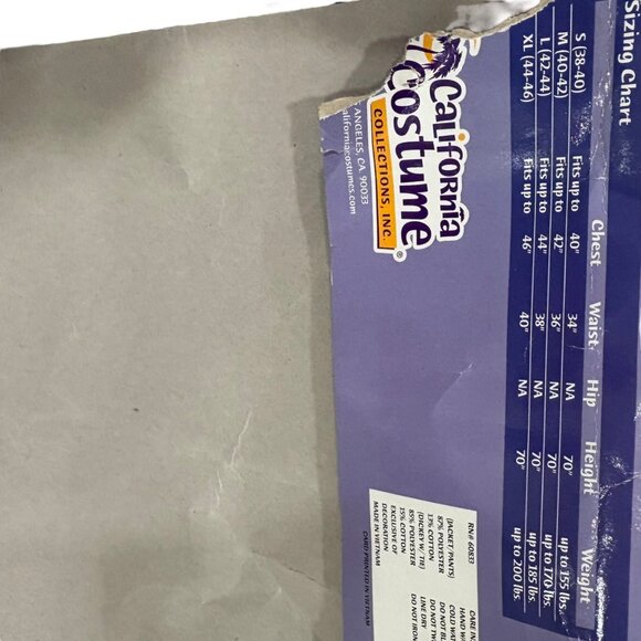 California Costumes Adult Gangster Costume Set M: Jacket Pants & Dickey With Tie - Picture 5 of 7